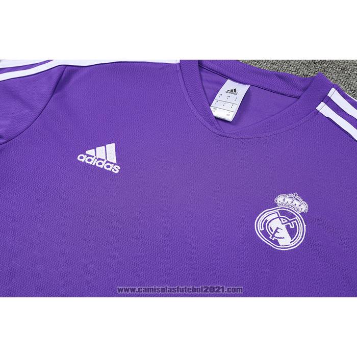 Fato de Treino Real Madrid Manga Curta 2022-2023 Purpura - Calcas Curta